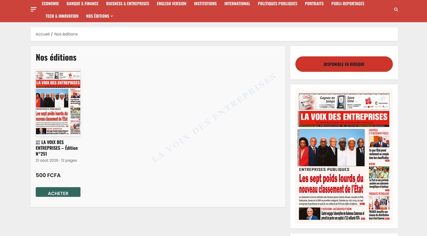 Page listant les numéros PDF en vente avec leur couverture